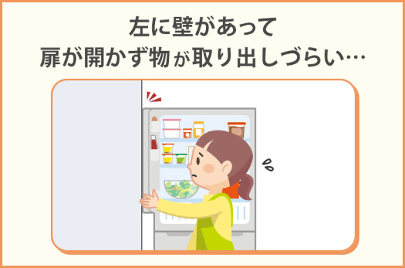 左側に壁があって90度以上開けない